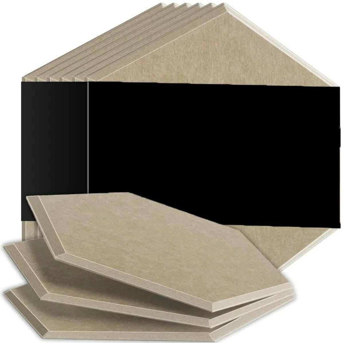 Akoestisch paneel - Isolatie absorptie - Geluidsisolatie verbeteren - Hoge dichtheid polyester - Grote zeshoek - Donker kameel