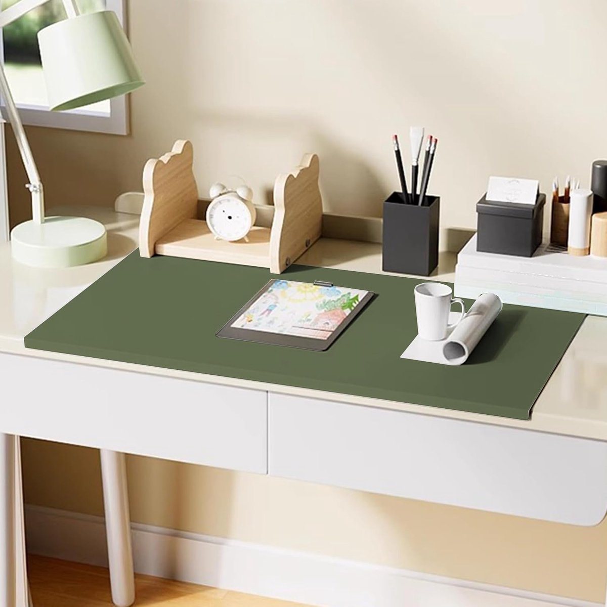 Bureau Mat - Desk Protector - Werkplek Organiseren - Waterproof PU Leer - 150x60 cm - Groen