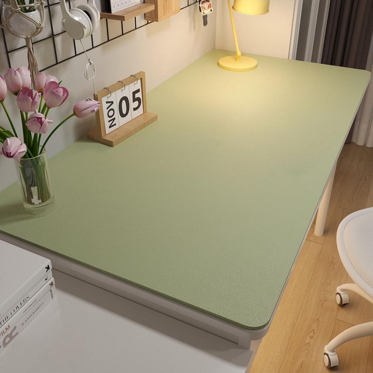Bureauonderlegger PU Leer - Tafelmat Office - Bureau Beschermen - Waterdicht Krasbestendig - 50 x 100 cm - Lichtgroen