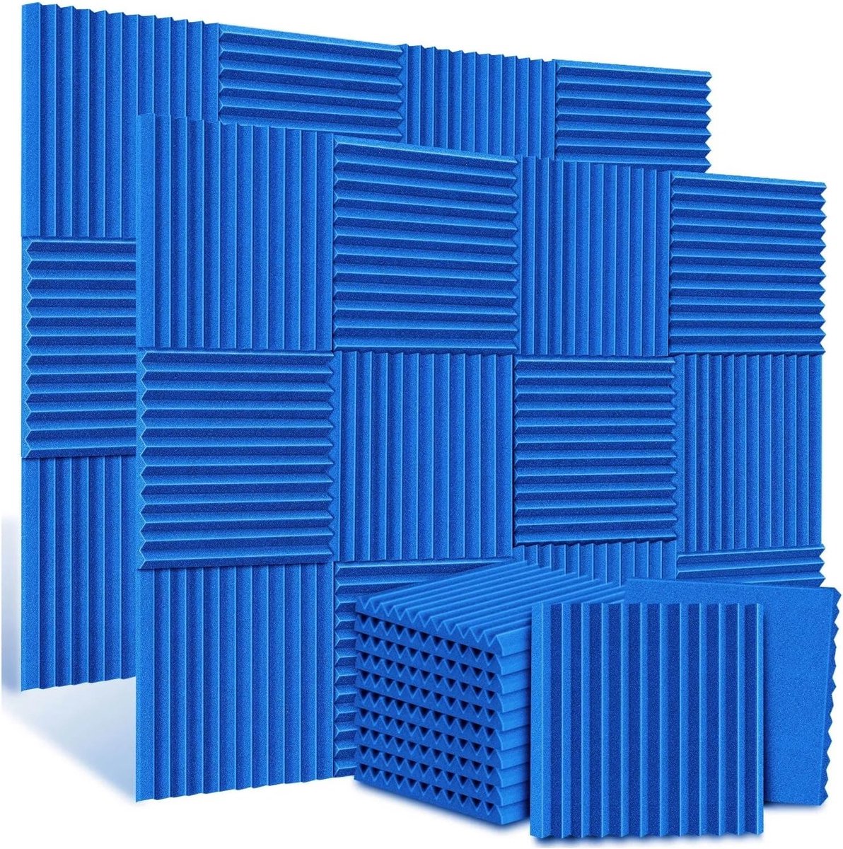 Akoestische Schuimplaten - Geluidsisolatie Schuim - Studio Opname - Hoge Dichtheid Absorptie - 30x30 cm 12 Stuks - Blauw