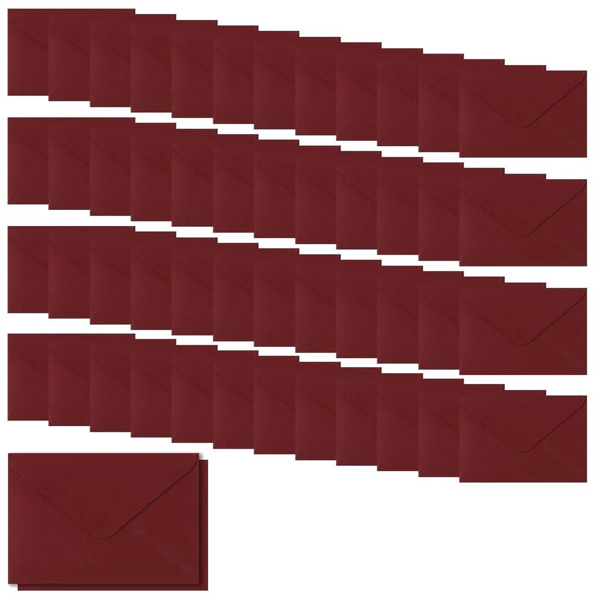 Dailygoods - WYAN 50 Stuks B6 Bourgondië enveloppen, zakelijke premium enveloppen, envelop voor kleine onderdelen, voor cadeaus, wenskaarten, huwelijk, zaken, uitnodigingen (exclusief kaart)