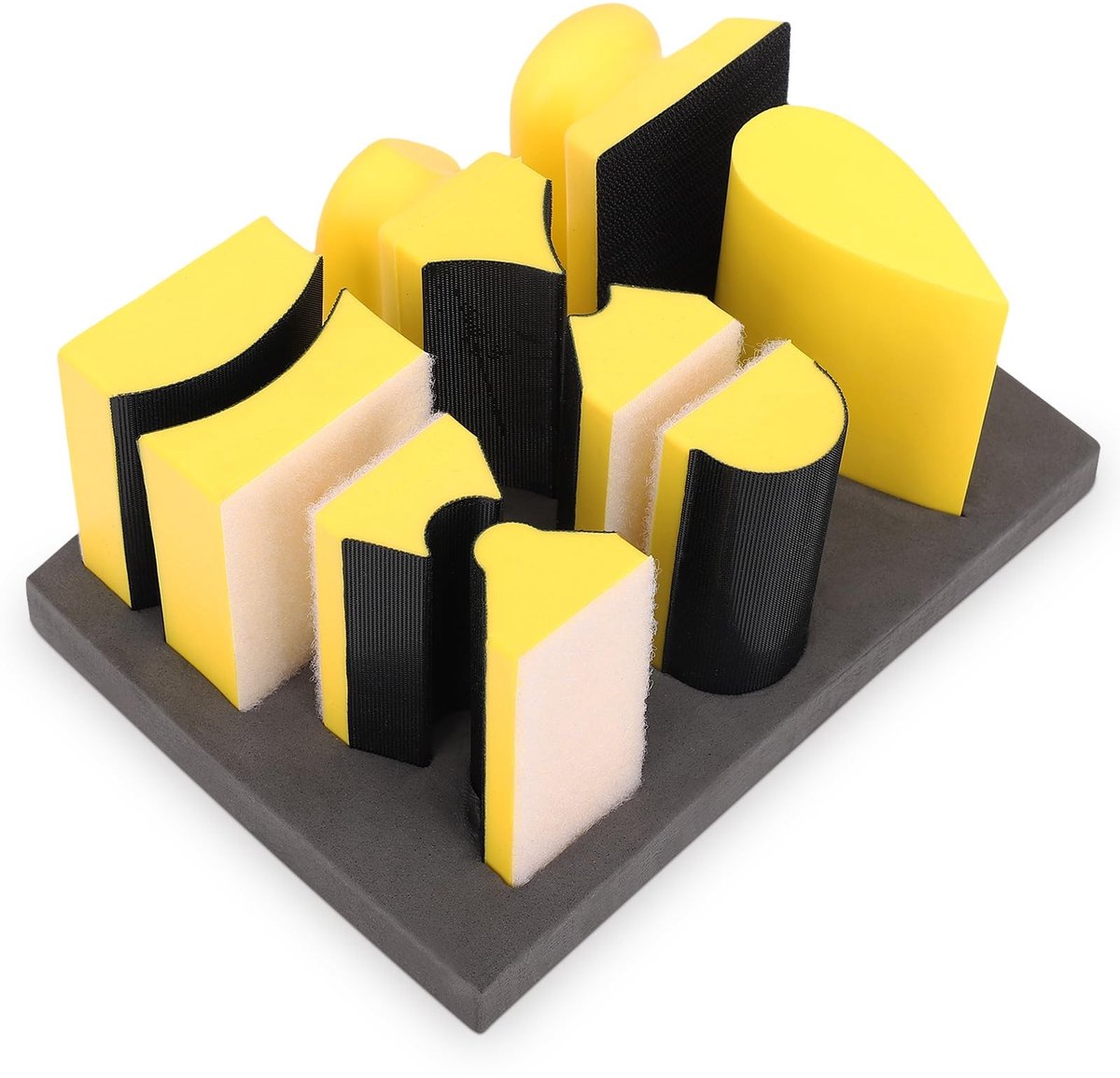 Dailygoods- Schuurblok Set - 3 Concave/4 Convexe Blokken - Rechthoekig/Druppelvormig - Houtbewerking/Restauratie - Comfortabele Grip - Flexibel Materiaal - Schuurset