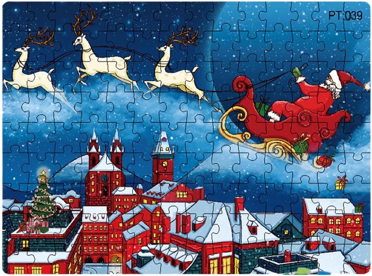 Kerstlegpuzzels - Kerstman puzzel - Feestelijke sfeer - Duurzaam dik papier - 126 stukjes - Huis039