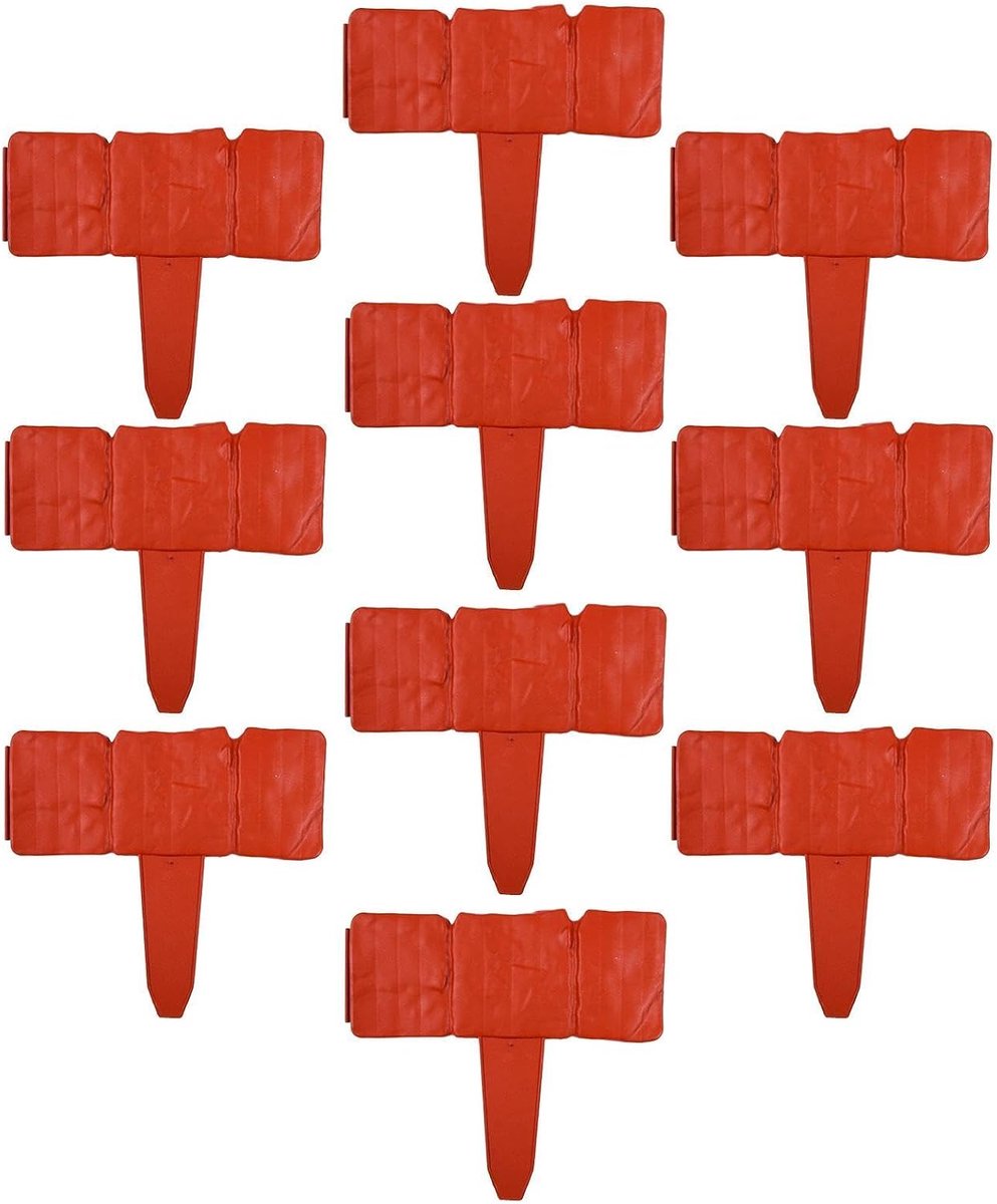 Kunststenen Borderrand - Landschapsborder Rand - Tuinpaden Afscheiden - Moeiteloze Graafvrije Plaatsing - Set van 10 - Rood