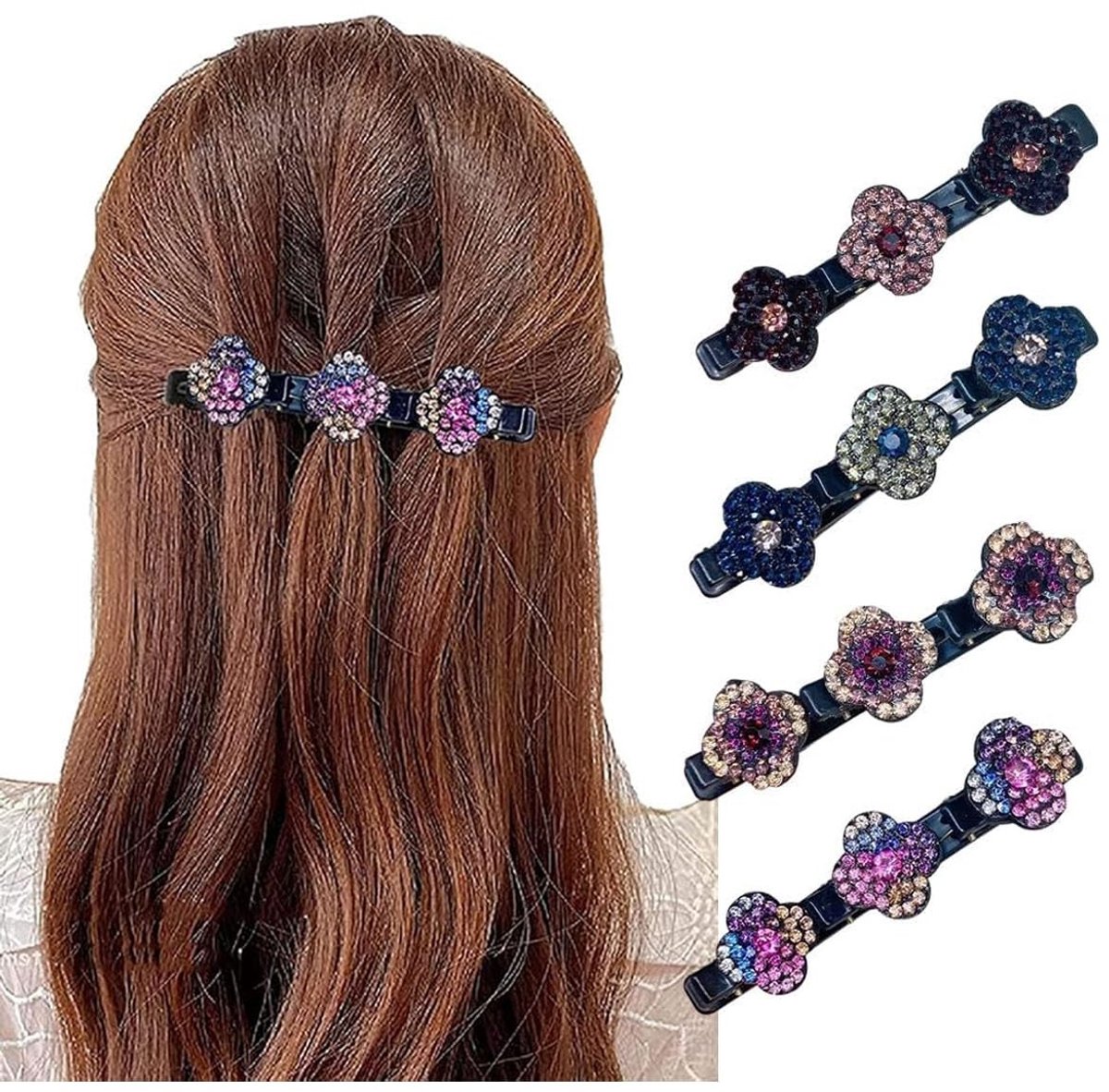 Dailygoods - 4 Stuks Glinsterende Haarspelden met Strassteentjes voor Dames
