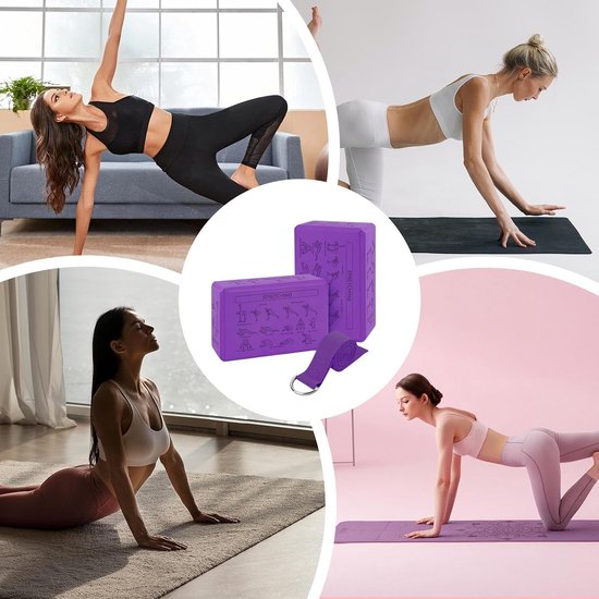 Yogablokken Set - Wigblokken Steunblokken - Yoga Balans Training - Antislip EVA Materiaal - 2 Delig - Lila — afbeelding 5