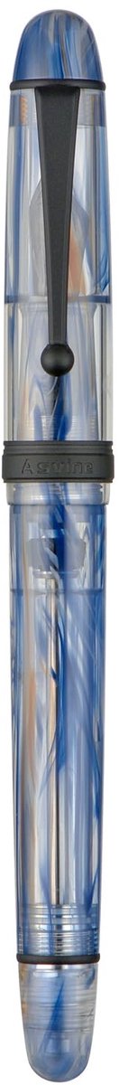 Dailygoods - Asvine V126 Vacuüm Vulpen Vulpen Blauw Swirl Acryl, Medium Penpunt Grote Capaciteit met Geschenkdoos