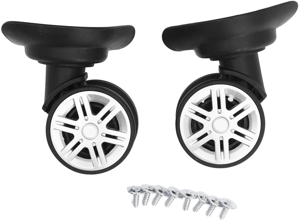 Dailygoods- Kofferwielen Universeel - 360 Graden Draaibaar - Geruisloos - Schokabsorberend - Reservewielen - ABS Materiaal - Totale Hoogte 9,5 cm - Bagagewielen