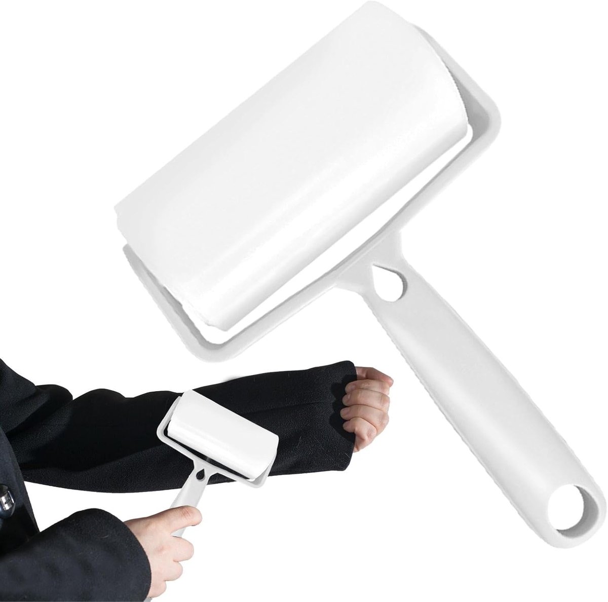 Herbruikbare Pluisroller - Kleverige Verwijderaar - Kleding Reinigen - Wasbaar Zonder Kern - 10x5x18 cm - Wit