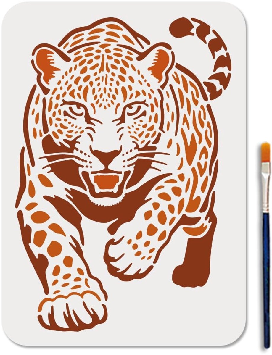 Dailygoods- Luipaard Stencil 29,7 x 21 cm - Herbruikbaar Sjabloon - Plastic - Schilderen - Kunstkwast - Wild Luipaardpatroon - Schilderstencil