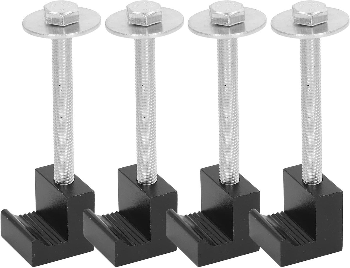 Dailygoods- Gereedschapskist Houder - J-Haak Clip - Bevestigingsset - Aluminium/Roestvrij Staal - 4 Stuks - Geen Boren Nodig
