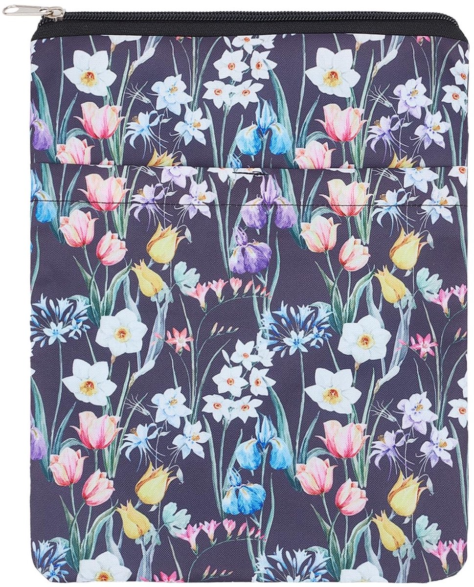 Dailygoods- Boekhoes Waterdicht - Multifunctionele Boekhoes - Wasbare Boekhoes - Bloemenprint - Geschikt voor 28 x 22 cm boeken - Extra Opslag - Boekomslag