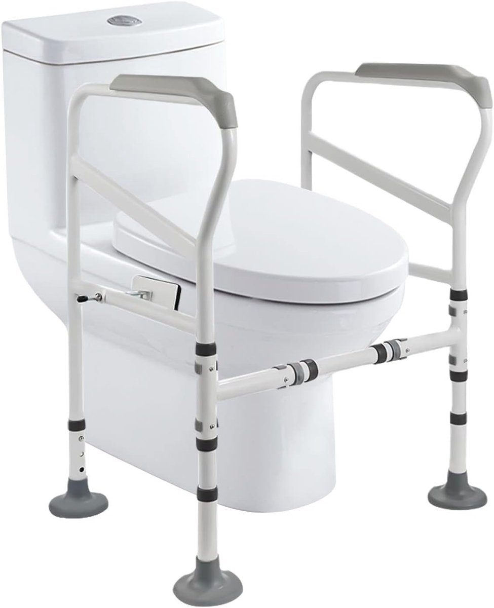 Toiletsteunframe - Opstahulp WC - Veiligheid Thuis - Verstelbare Hoogte Breedte - 100 kg Draaglast - Wit