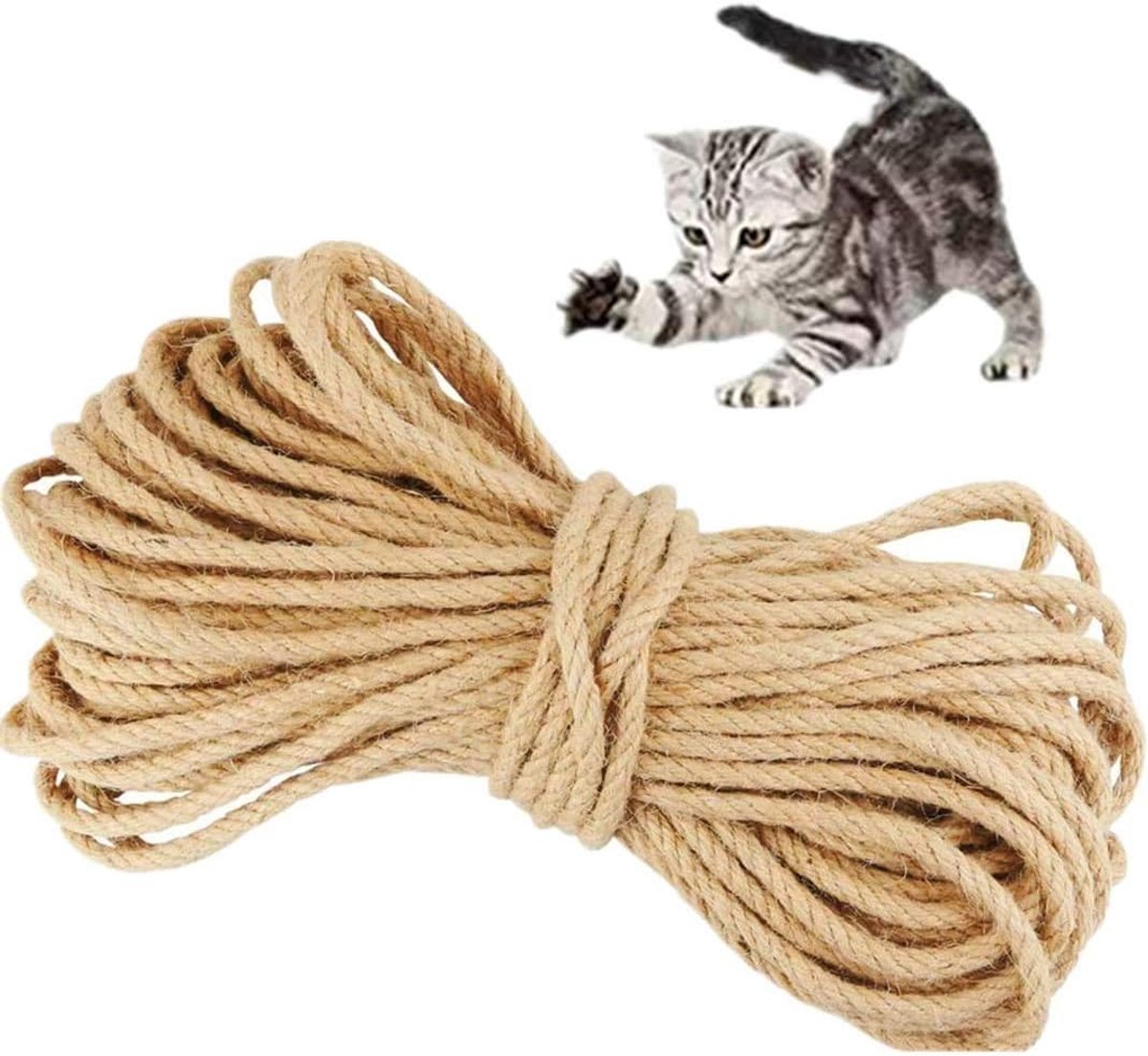Natuurlijk Sisal Touw - Hennep Vezel - Krabpaal Reparatie - 100% Biologisch Afbreekbaar - 66 FT - Natuurlijk