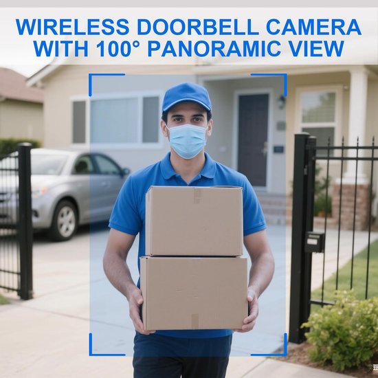 Beveiligingsvideodeurbel - Draadloze camera - Huis bewaken - Tweerichtingsgesprek - 100° Panoramisch - Wit — afbeelding 3