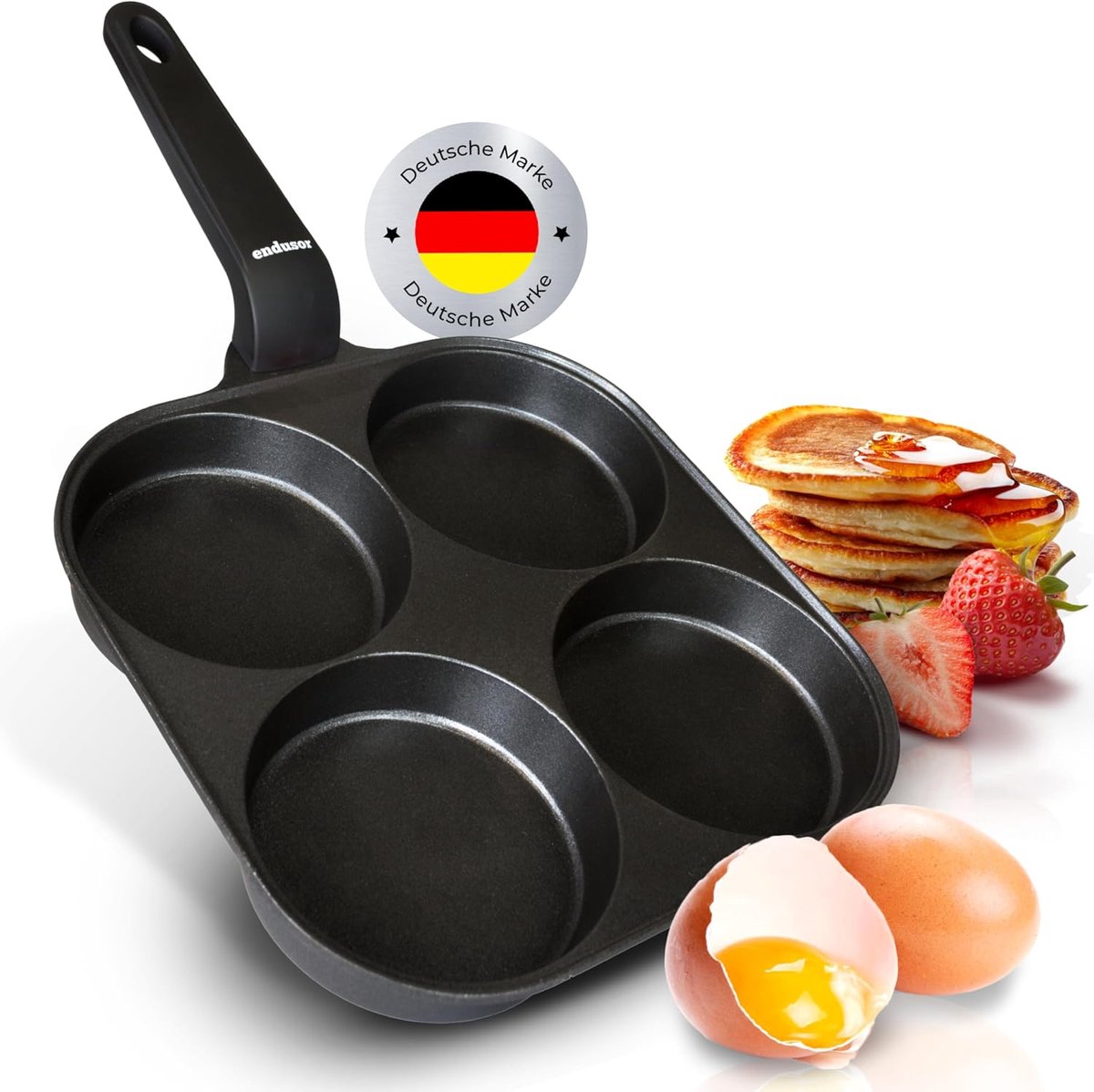 Koekenpan Eieren - Pannenkoekenpan - Ontbijt Maken - Anti-aanbaklaag - 21 cm - Zwart