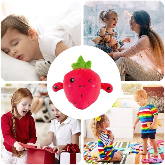 Pluche Aardbei - Muziek Knuffel - Educatief Spelen - Interactief Geluid - 22 x 20 cm - Rood — afbeelding 2