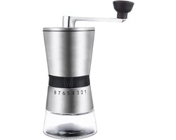 Handmatige Koffiemolen - Koffiezet Gereedschap - Verse Koffie Malen - 8 Versnellingen Instelling - 80g Capaciteit - Zwart