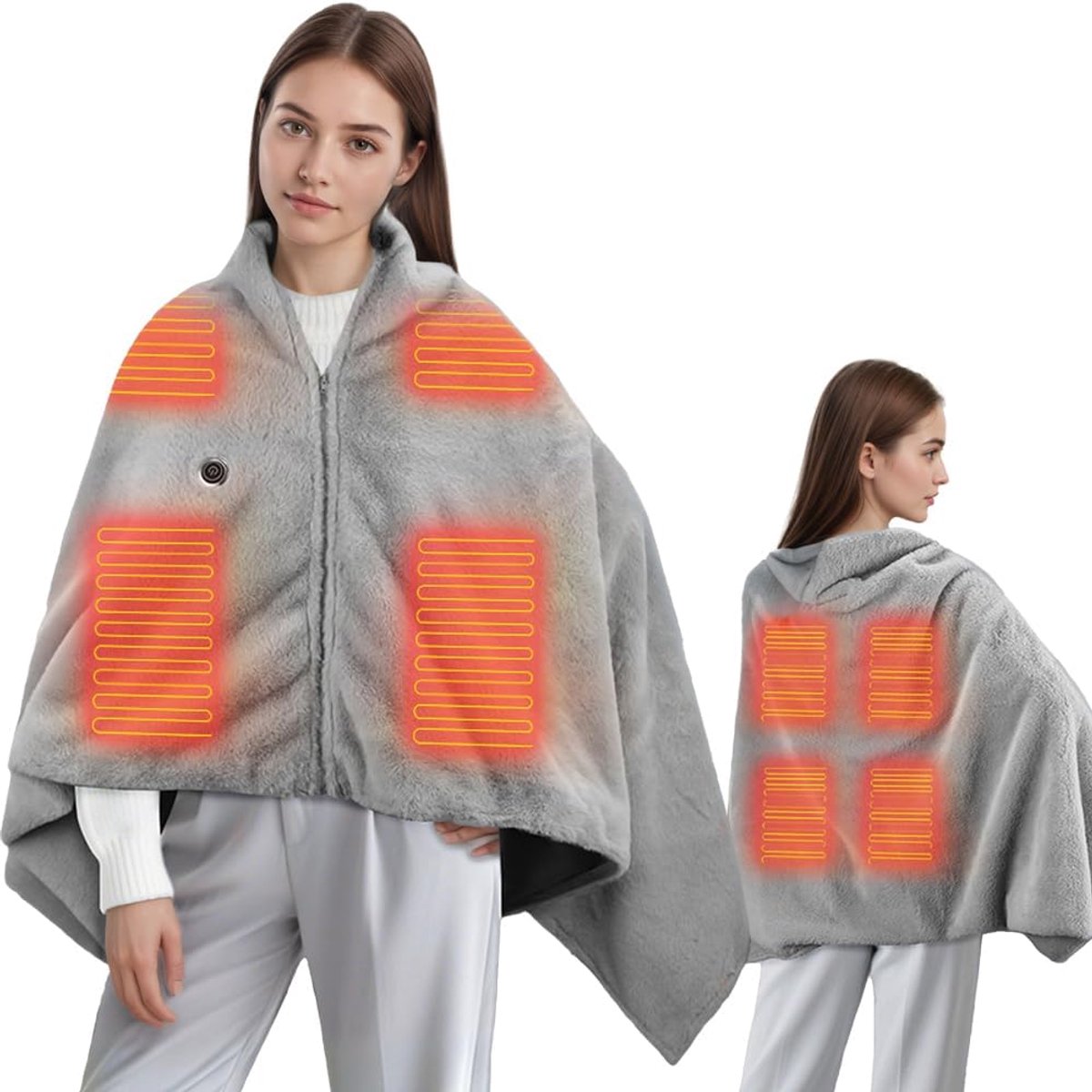 Elektrische deken - Verwarmingskussen - Warm en comfortabel - Draadloos USB-ontwerp - 147 x 82 cm - Grijs