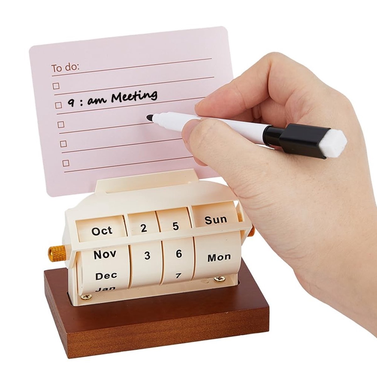 Dailygoods - Houten Draaibare Perpetuele Kalender voor Bureau