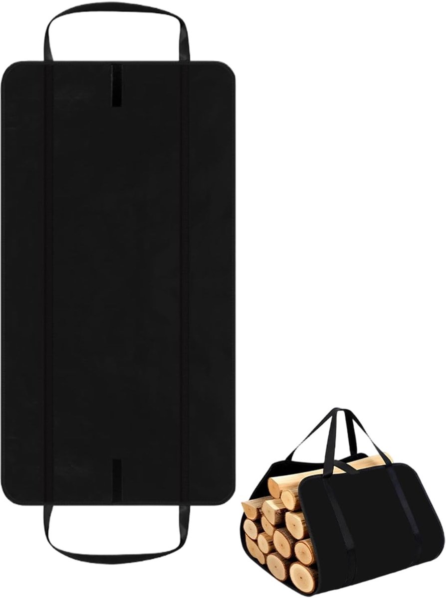 Houthouder Tas - Draagbare Opslag - Haardhout Vervoer - Waterdicht Materiaal - 100 x 50 cm - Zwart