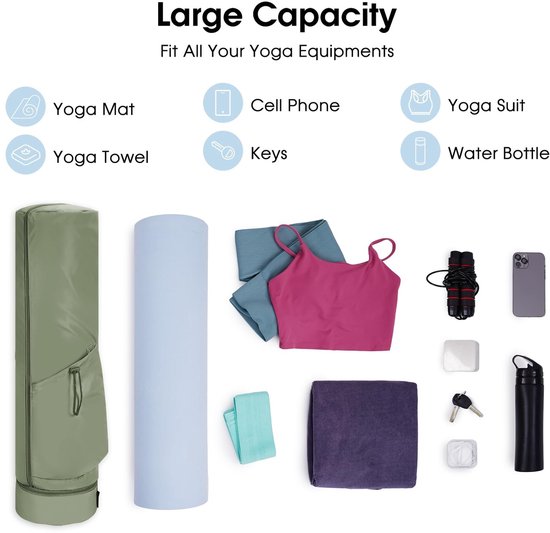 Dailygoods- Yogamat - Extra dik - Yogamat tas - Draagriem - Praktische opberg - Nat vak - Ruime yogatas 70 x 18 cm - Yogatassen van Dailygoods — afbeelding 3
