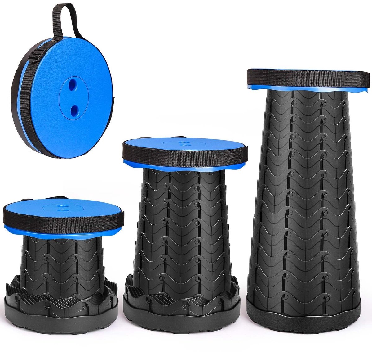 Dailygoods- Klapkruk In Hoogte Verstelbaar - Draagbare Mini-telescoopkruk - Lichtgewicht Campingkruk - Stabiel Voor Outdoor - Belastbaar Tot 180kg - Ideaal Voor Wandelen/Feest - Opvouwbare Kruk