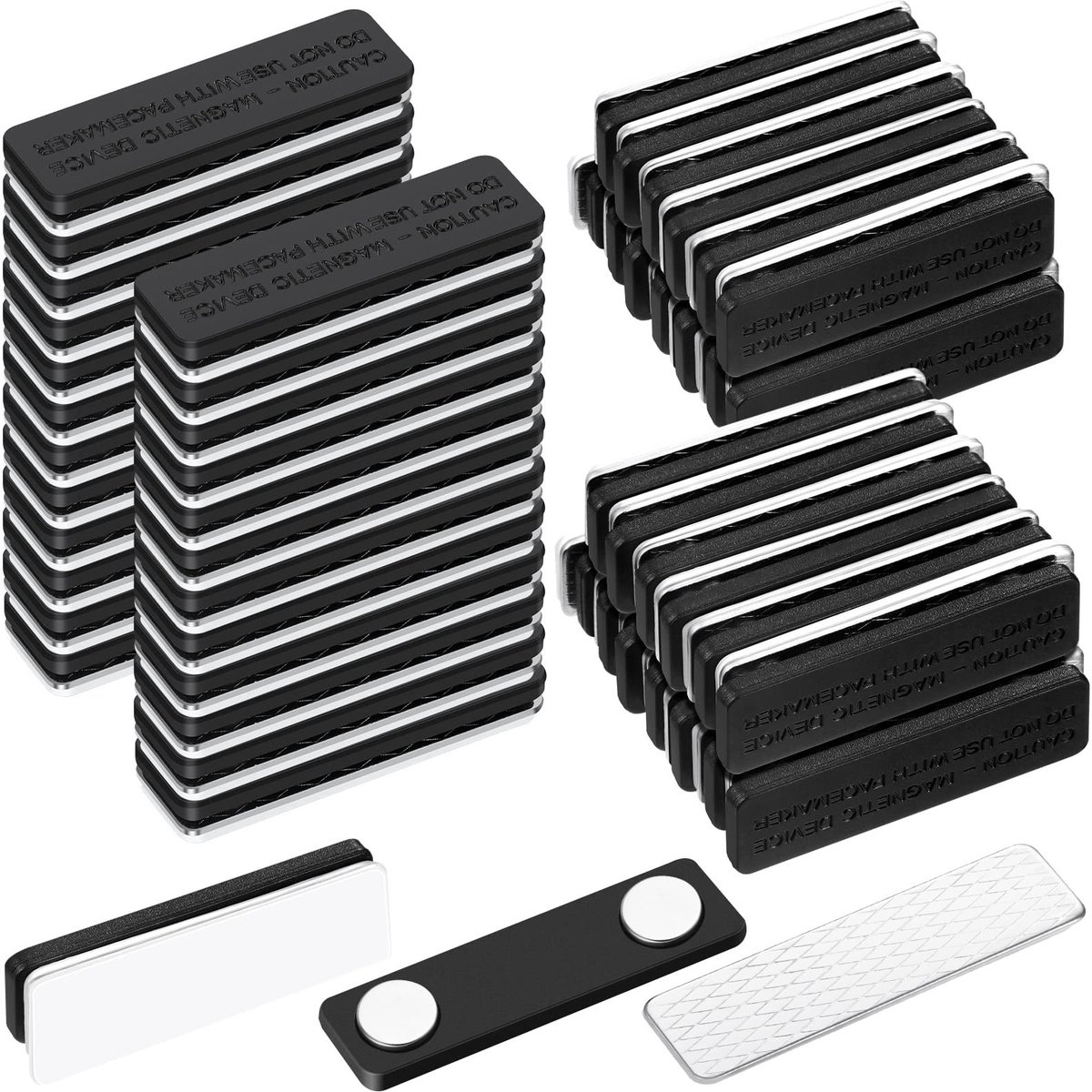 Dailygoods- Naamplaatje Magnetisch - 50 Stuks - 4,5 x 1,3 cm - Zelfklevend - Lichtgewicht - Roestvrij Staal - Voor Kleding - Badge