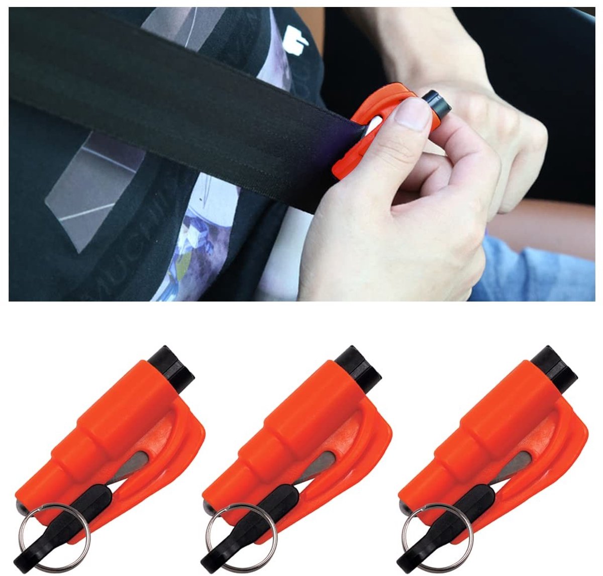 Dailygoods- Veiligheidsaccessoire 2-in-1 - Noodmes/gordelsnijder