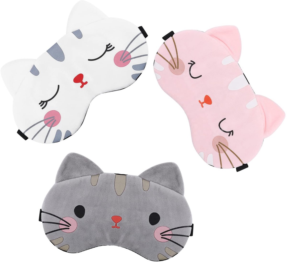 Dailygoods- Slaapmasker Kinderen - 3 Stuks - Cartoon Design - Verstelbare Riem - Zachte Oogbedekking - 19 cm x 10 cm - Verduisterend - Oogmasker