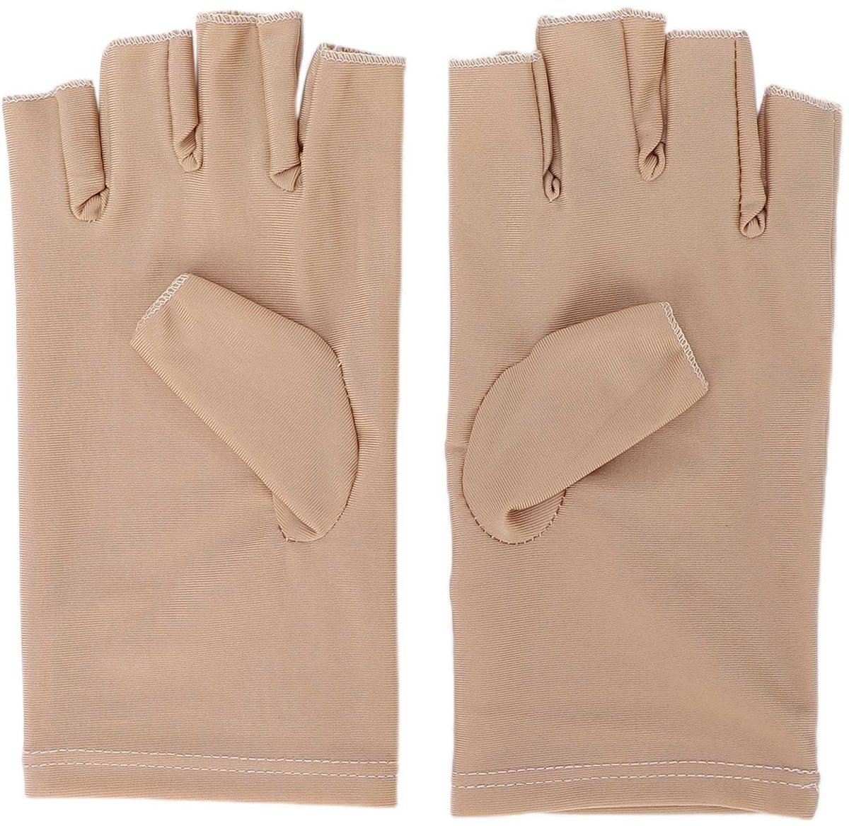 UV-nagellamphandschoen van professioneel vezelkatoen, anti-uv-handschoenen, nagelkunst-uv-beschermende handschoenen, manicure-instrumenten tegen uv-schade, zonnebrandcrème, thuisgebruik, buiten (beige)