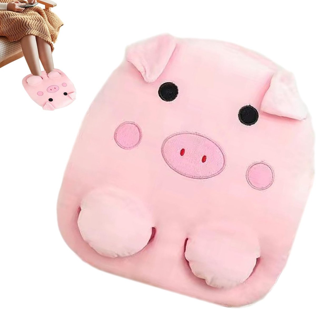 Elektrische Voetwarmer - Verwarmde Pantoffels - Comfort Thuis - 3 Warmtestanden - 37x32x8 cm - Pluche