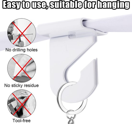 Allecto - Drop Ceiling Hooks - Plafondhaken - Wit - Hangdecoraties - Ideaal voor planten en lampen - 10 paar haken van Merkloos — afbeelding 2
