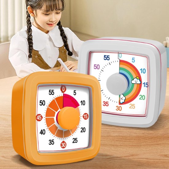 Visuele Timer - Kinderen Timer - Focus Training - Mechanisch Regenboog Design - 9.5 cm - Blauw — afbeelding 4