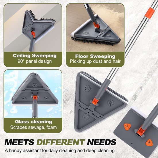 Wand- en Plintreiniger met Lange Steel - Dweil met 8 Herbruikbare Pads voor Al het Schoonmaakwerk van MAGICSWEEP — afbeelding 4