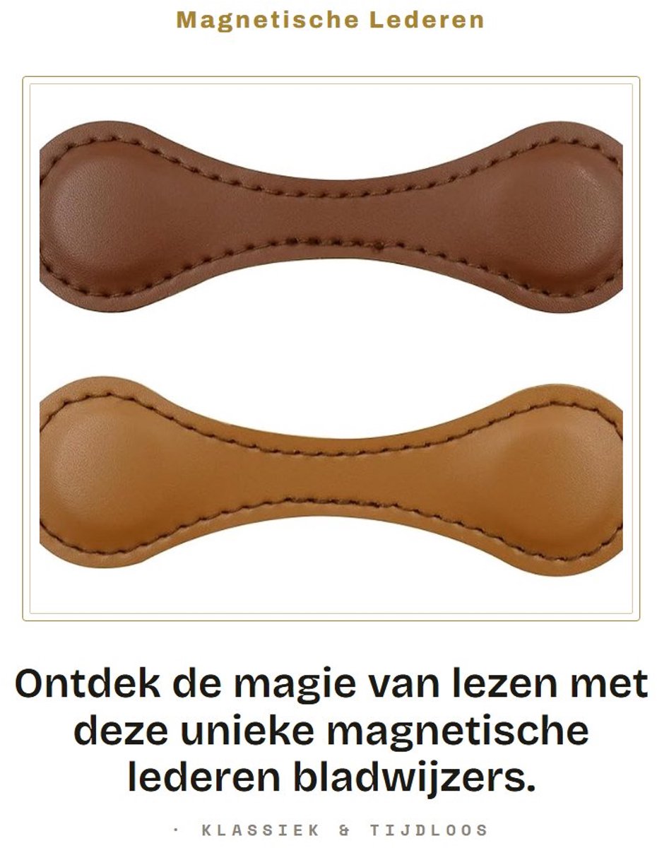 Dailygoods- Bladwijzers Magnetisch - Lederen Bladwijzer - Dubbelzijdige Bladwijzers - Handgemaakte Bladwijzers - 10x3cm - Duurzaam PU-leer - Boekenlegger