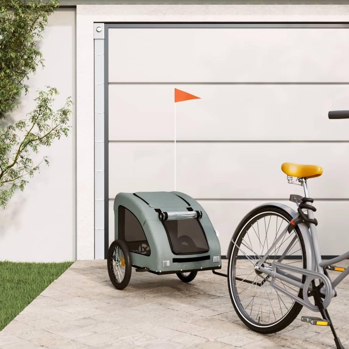 Huisdieren Fietskar - Hondentransport - Comfortabel fietsen - Waterdichte hoes - 85 x 59 x 11 cm - Grijs