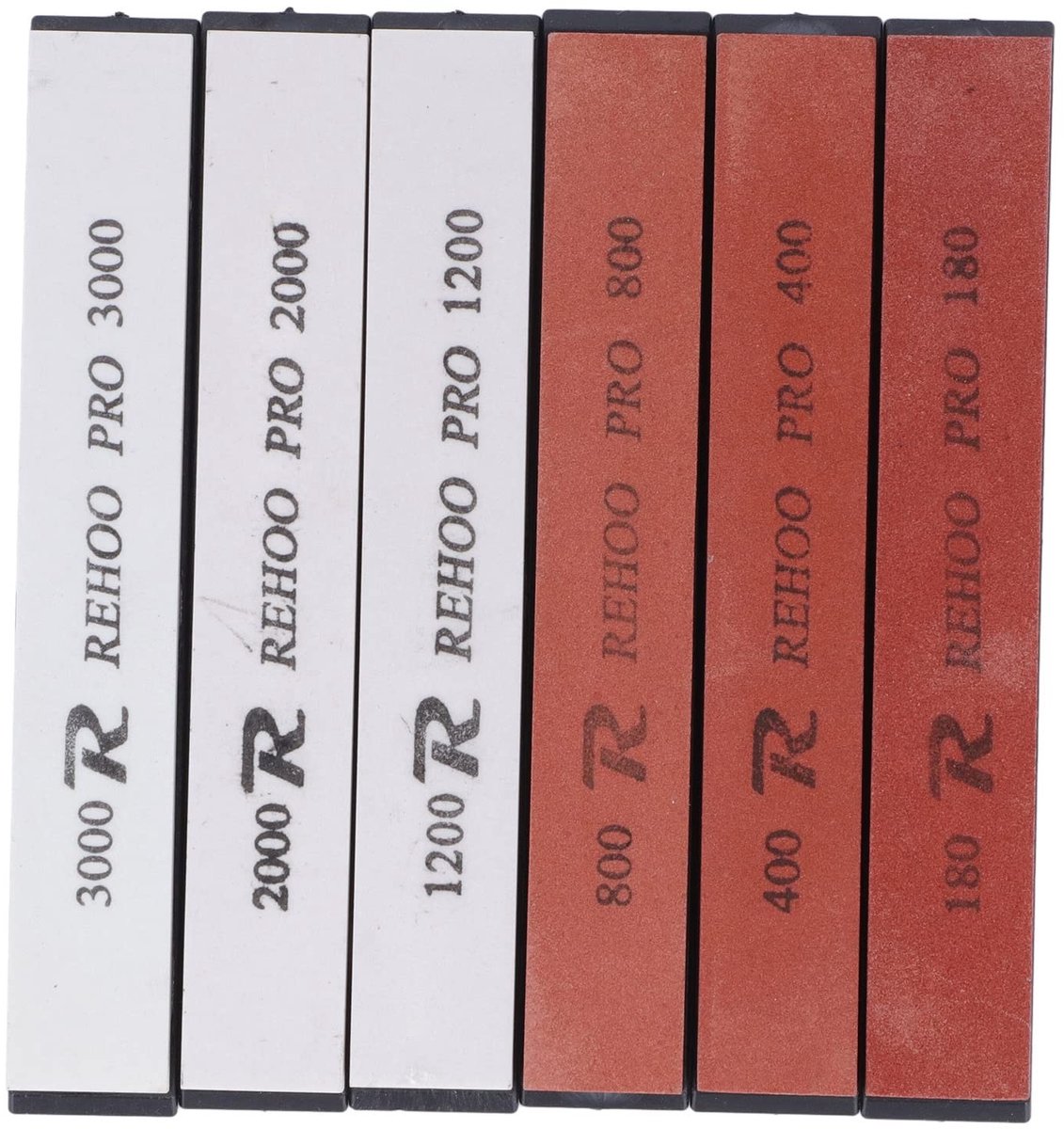 Dailygoods- Slijpsteen Set van 6 Stuks - Korund Slijpsteen - Korrel 180/400/800/1200/2000/3000 - Veilig en Voedselveilig - Lengte 15 cm - Wetsteen