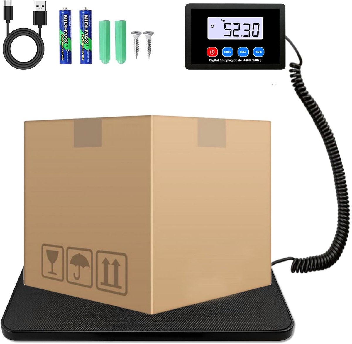 Dailygoods - Digitale Weegschaal 200 kg met LCD-Display en Prijsrekenfunctie