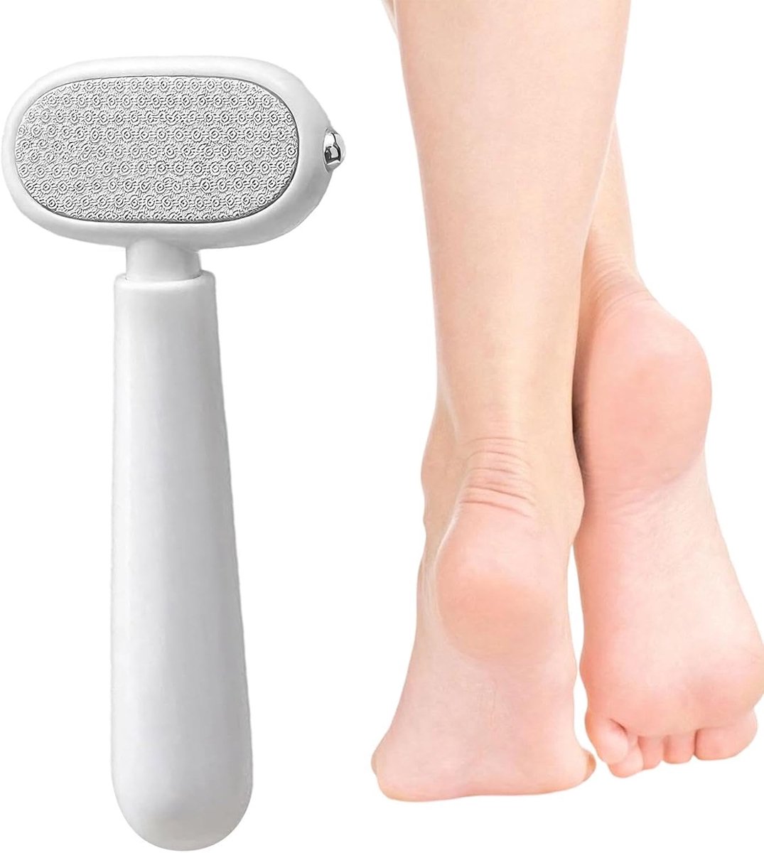 Voetrasp Dubbelzijdig - Eeltverwijderaar Hiel - Voetverzorging Thuis - Ergonomische Grip - 11.5 cm - Wit Blauw