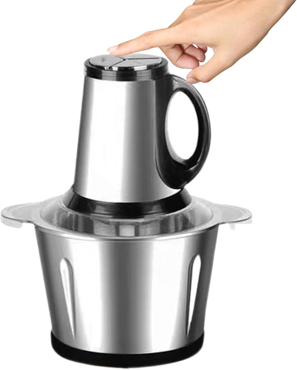 Elektrische Groentesnijder - Vleesmolen Keukenmachine - Snel Ingrediënten Bereiden - Stabiele Antislipbasis - 27x18 cm - Zilver