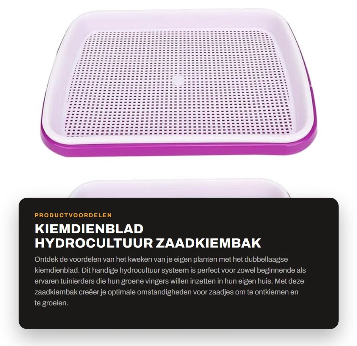 Dailygoods- Kiembak Dubbellaags - Kweekbak - Zaaitray - Kunststof - Indoor Tuinieren - 2 Stuks - Afmetingen 32,3 x 23,5 x 3 cm - Zaaibak
