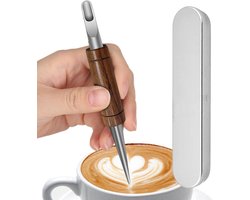 Latte Art Pen - Koffie Tekenstift - Koffie Decoratie - Roestvrijstalen Punt - 14.7 cm - Natuurlijk Hout