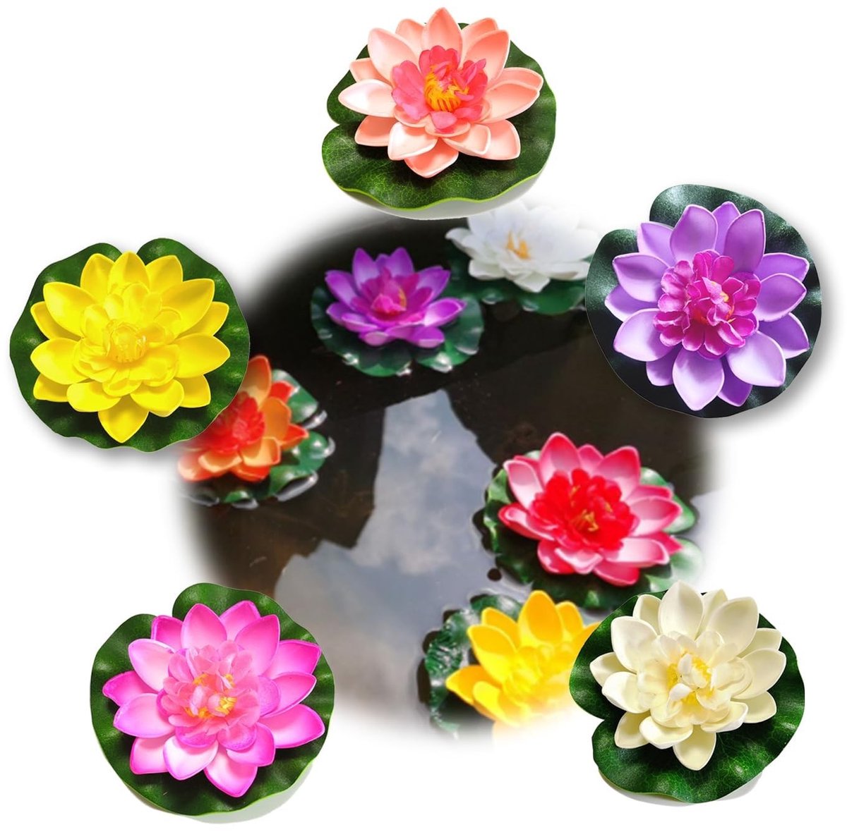 Dailygoods- Waterlelie Kunstmatig 5 Stuks - Drijvende Vijverplanten - Kunstwaterlelie Decoratie - Lotusbloem voor Tuin - Aquarium Decoratie - Vervormt Niet - Kunstmatige Bloemen