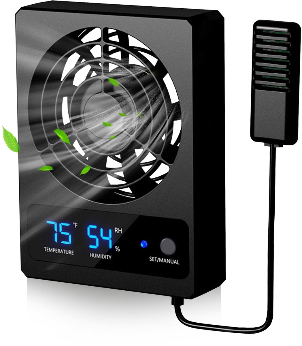 Dailygoods - Reptielenventilator - Instelbare snelheid - Luchtcirculatie voor terrarium - Compact formaat - Vochtigheidscontrole - Ideaal voor reptiel...
