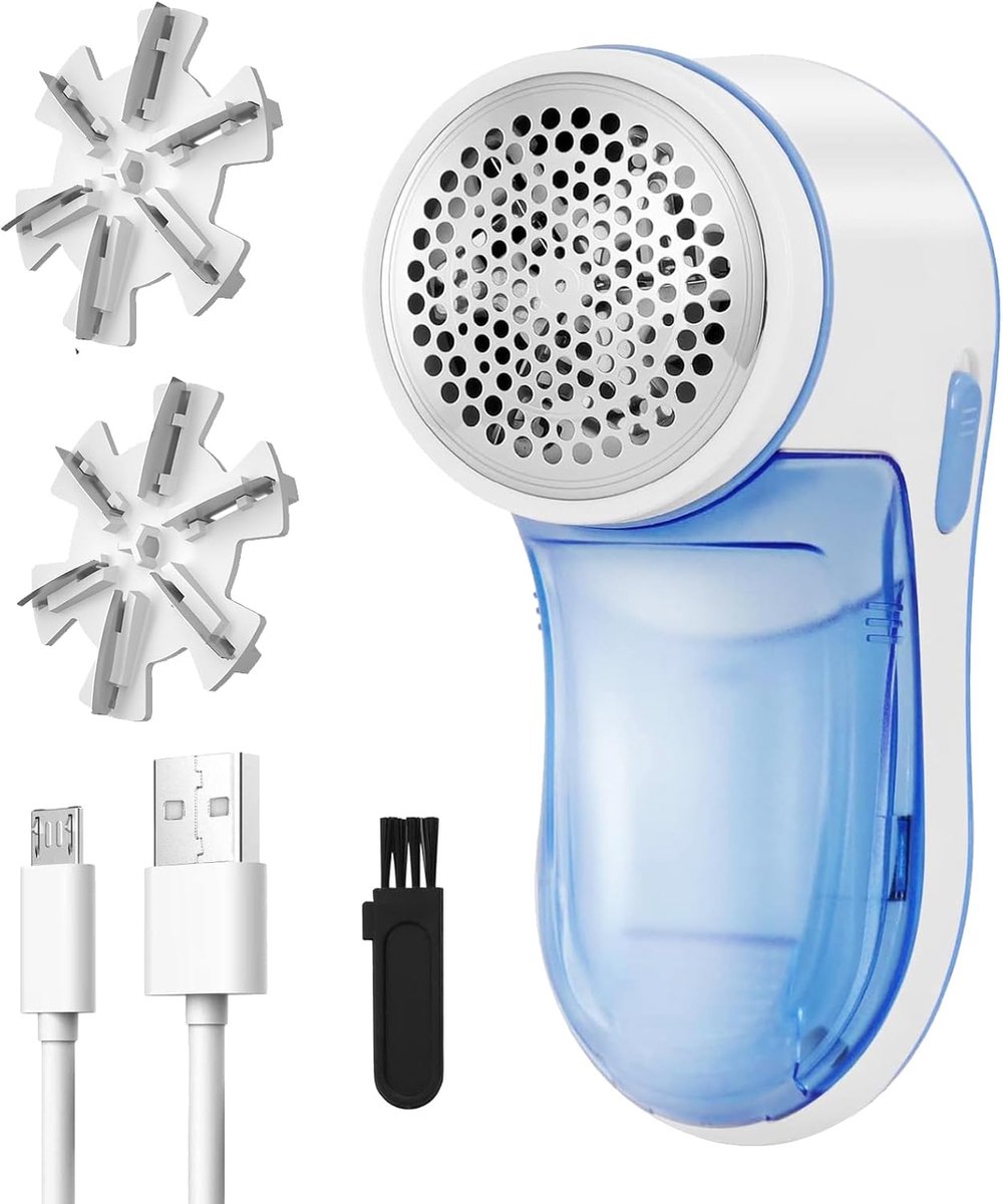 Pluisverwijderaar - Kleding scheerapparaat - Kleding opfrissen - USB oplaadbaar - 2 reservemessen - Blauw