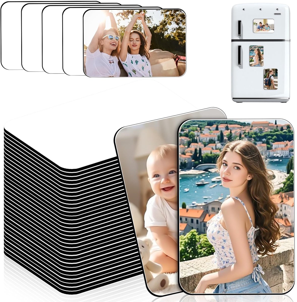 Dailygoods- Sublimatiemagneten 50 Stuks - Blanco Magneten - Doe-Het-Zelf Decoratie - Koelkast Magneten - Thermo-Transfermateriaal - Hoogwaardig Kunsthars - Koelkastmagneten