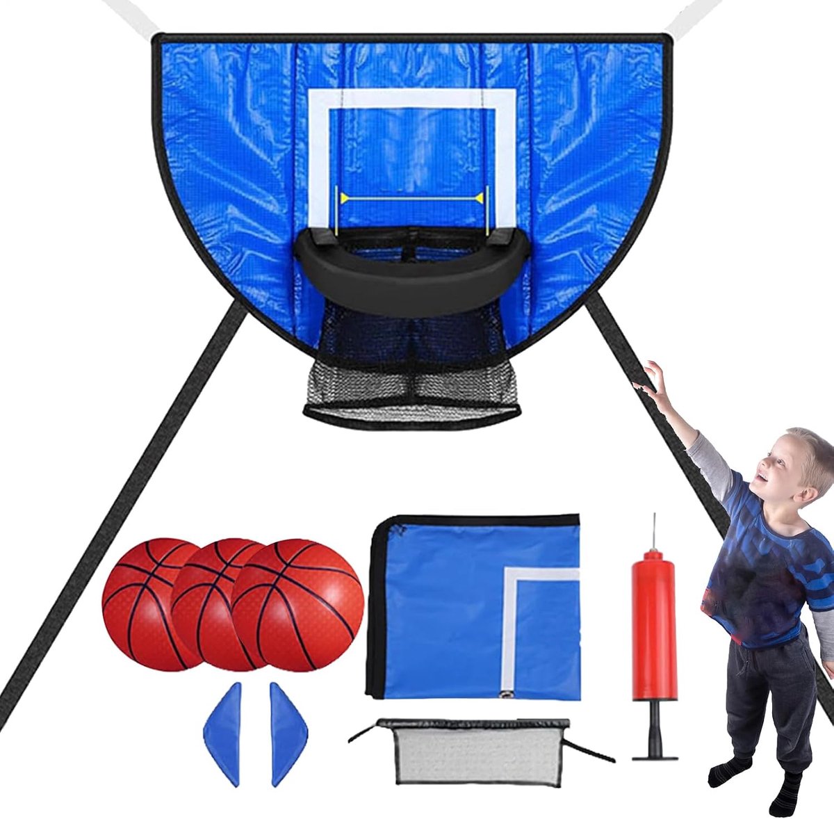 Trampoline Basketbalmand - Sportaccessoire - Buiten Spelen - Waterdicht PVC Materiaal - 49x36x15 cm - Zwart