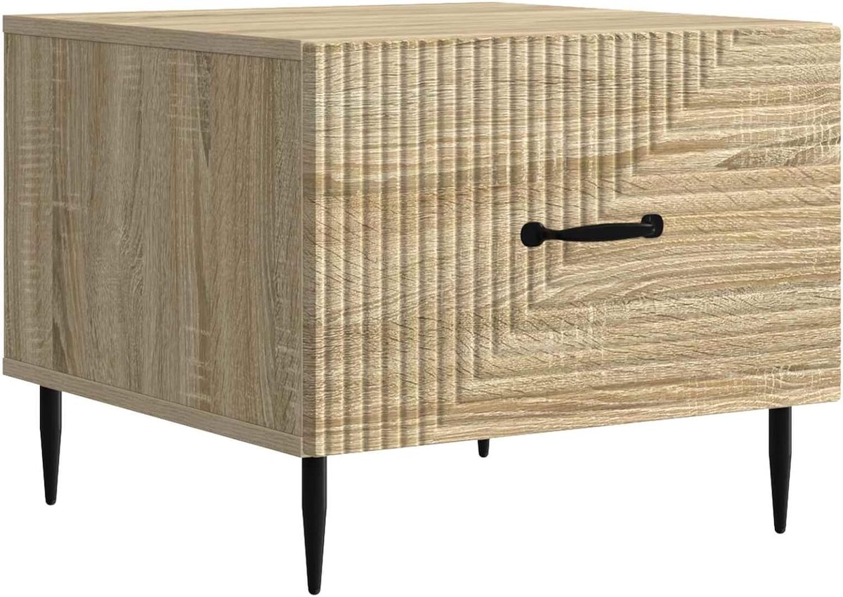 Salontafel met lade - Koffietafel bijzettafel - Woonkamer opruimen - Robuust en onderhoudsvriendelijk - 49x50x40 cm - Sonoma eiken