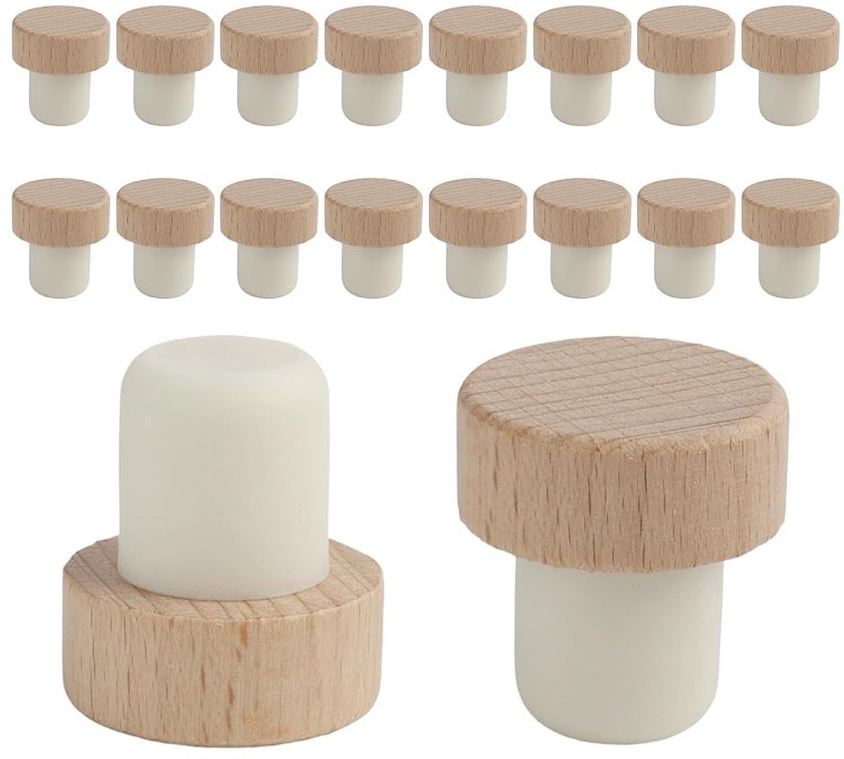 Dailygoods- Wijnkurken Set van 16 - T-vormige Houten Kurken - Flessendoppen - Duurzaam - Geurvrij - Universele Maat
